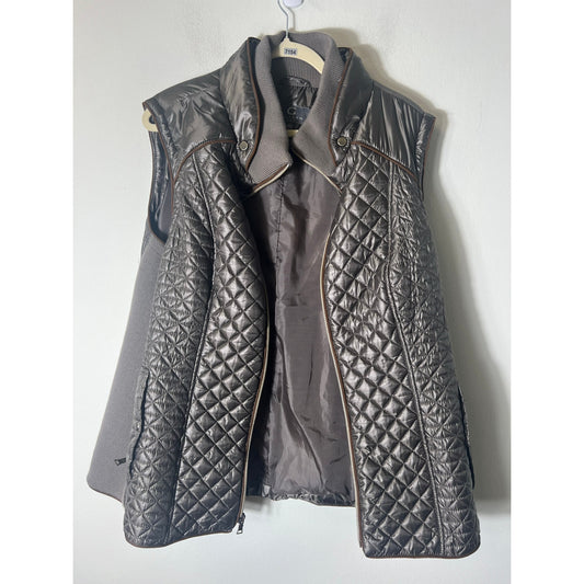 Gallery Quilted Metallic Silver Vest Sz 2X