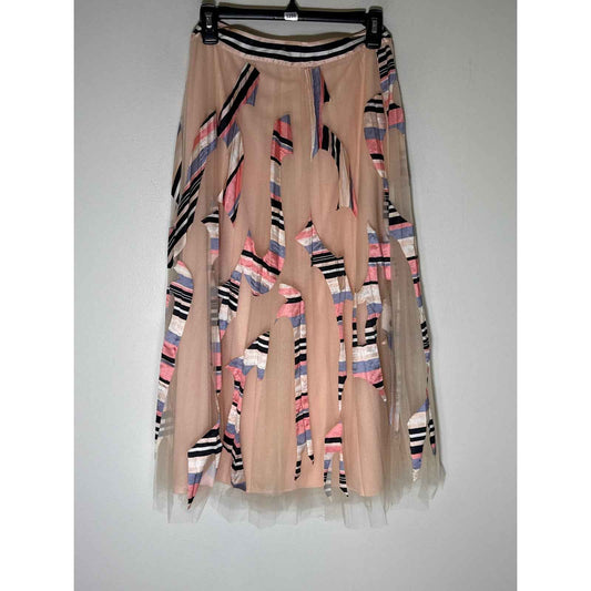 Anthropologie Geisha Designs Pink Tulle Midi Skirt Sz XS