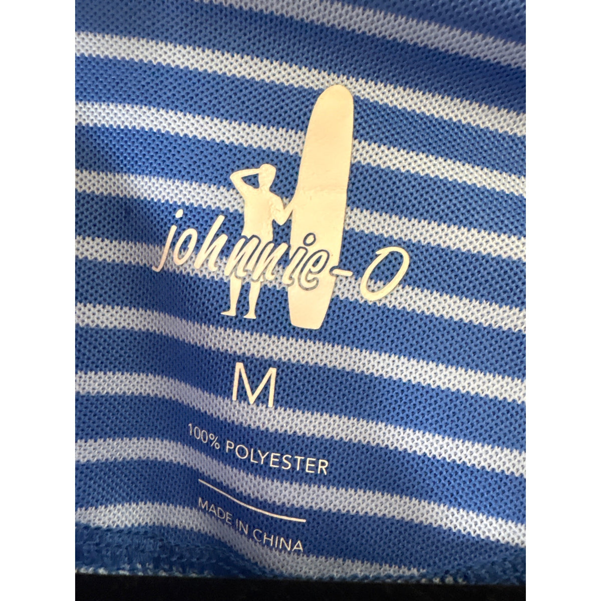 Mens Johnnie O Blue Stripe Polo Shirt Sz M