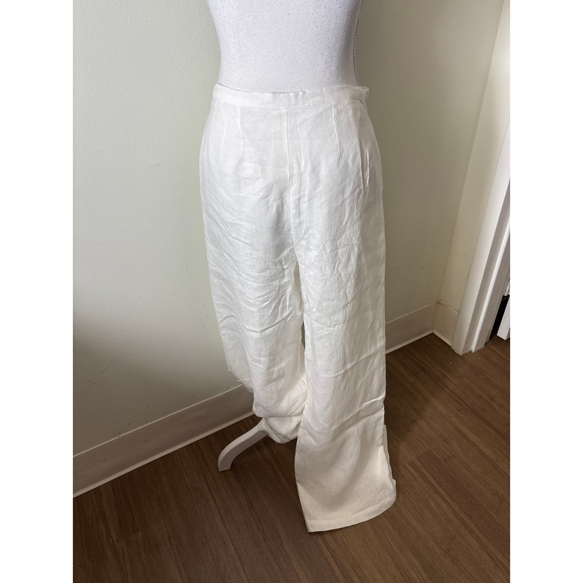 Eleh White Linen Wrap & Tie Front Pants Sz 42