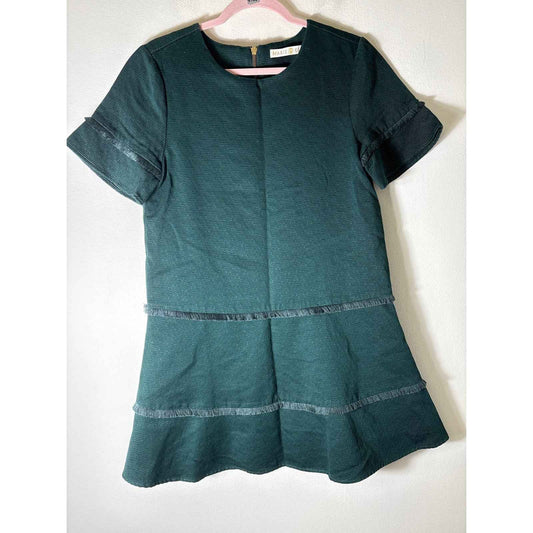 Marie Oliver Hunter Green Fringed Mini Dress Sz 8