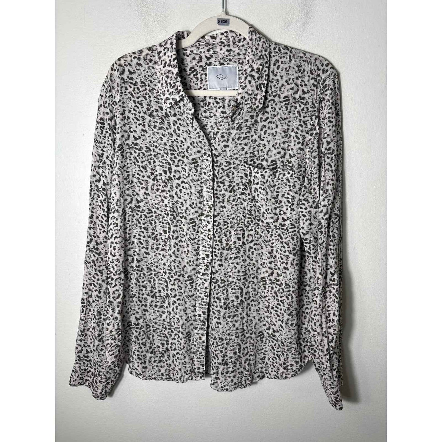 Rails Josephine Charcoal Watercolor Cheetah Shirt Sz