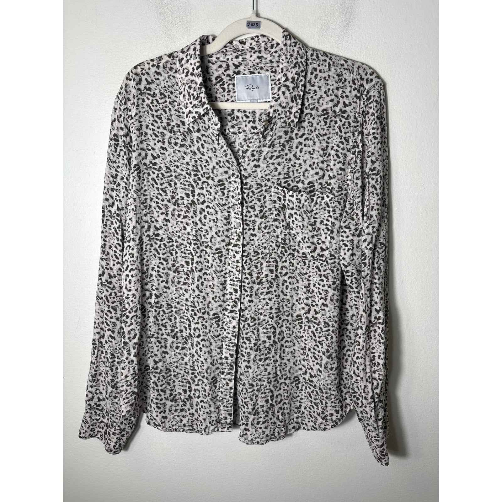 Rails Josephine Charcoal Watercolor Cheetah Shirt Sz