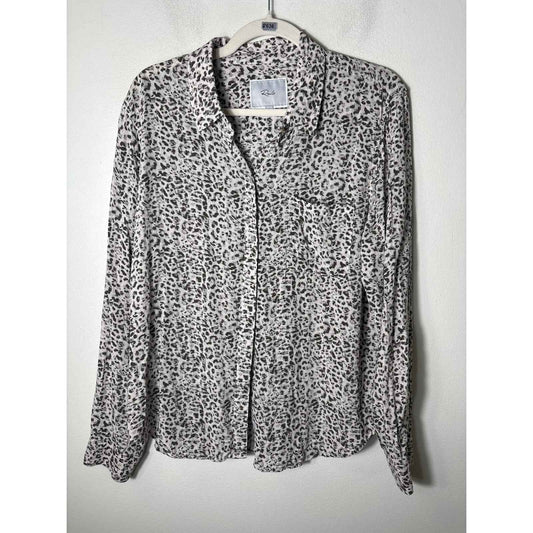 Rails Josephine Charcoal Watercolor Cheetah Shirt Sz