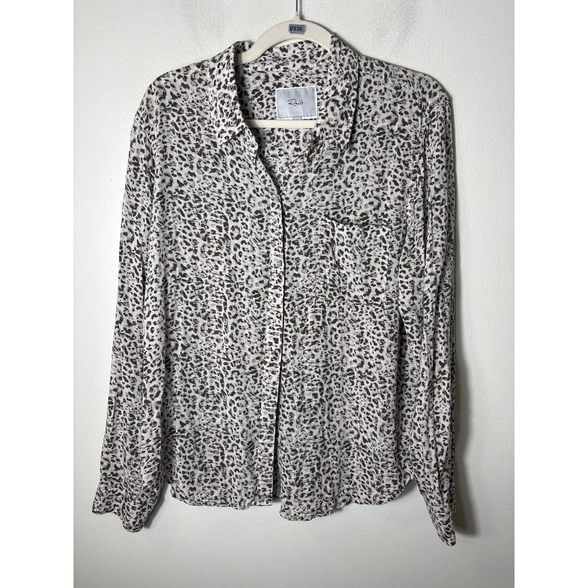 Rails Josephine Charcoal Watercolor Cheetah Shirt Sz