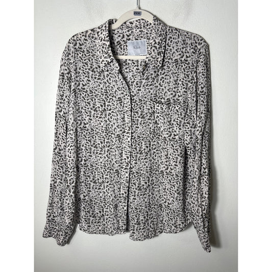 Rails Josephine Charcoal Watercolor Cheetah Shirt Sz
