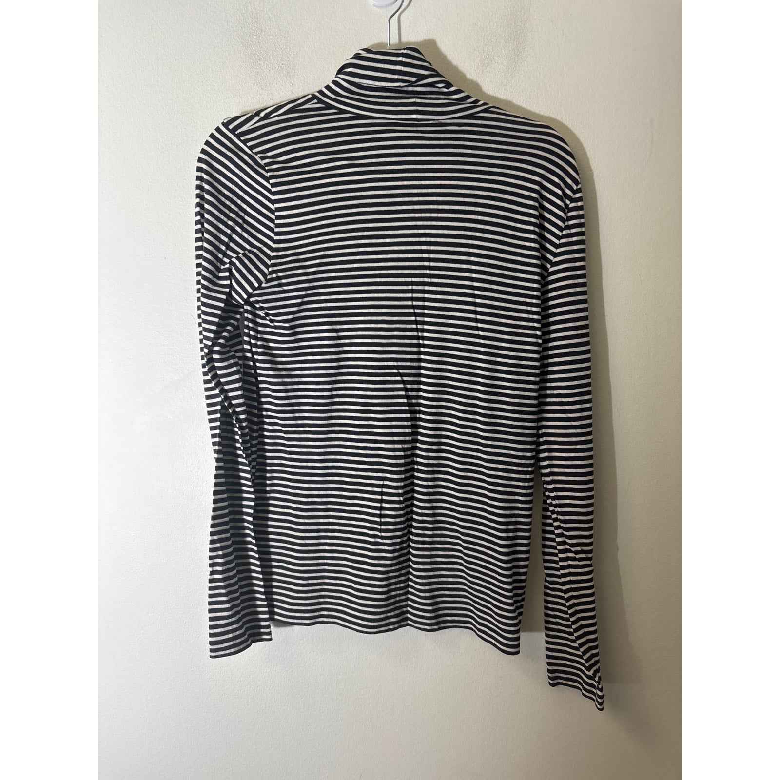J crew Black and White Stripe Turtleneck Sz s