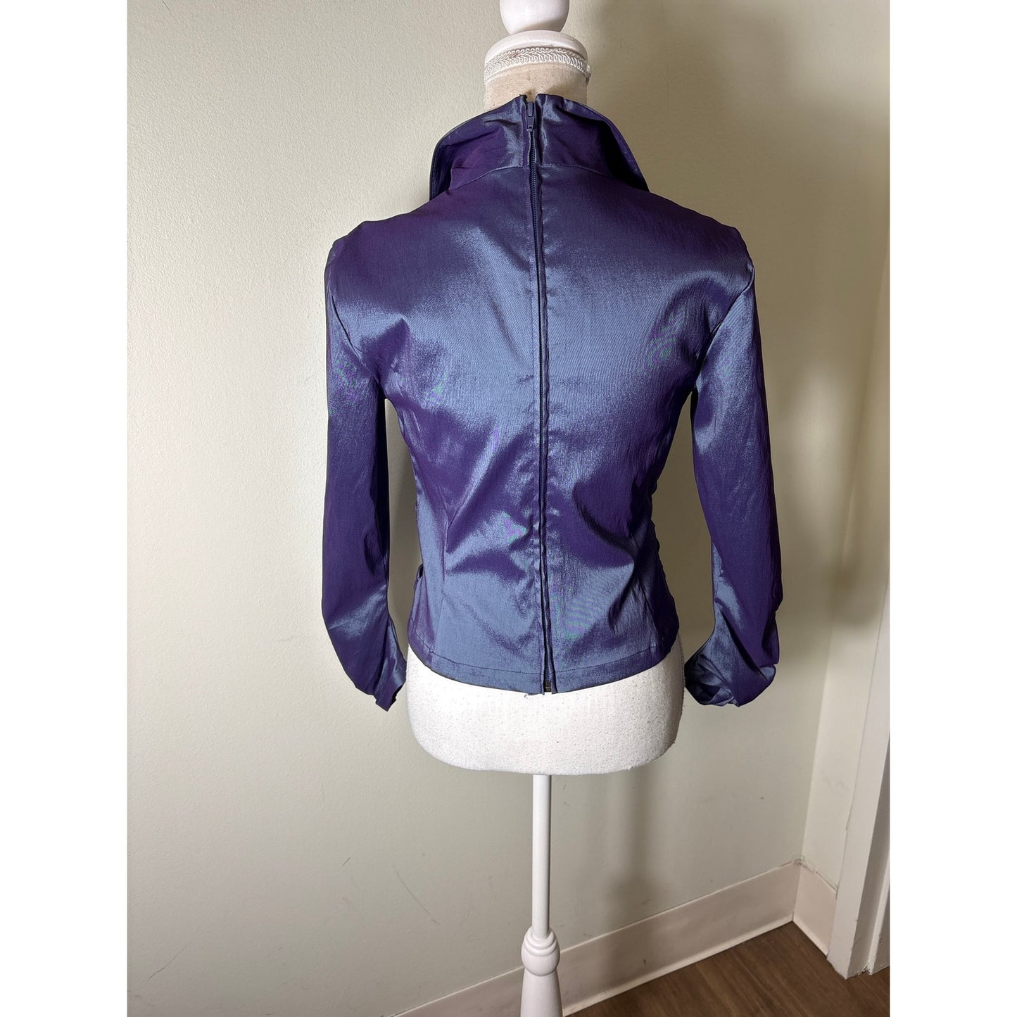 Tadashi Purple Shimmer Long Sleeve Fitted Special Occasion Top Sz 6