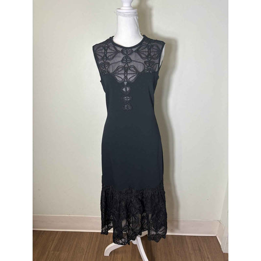 NWT Jonathan Simkhai Black Sleeveless Corded Mesh Dress  Sz 4