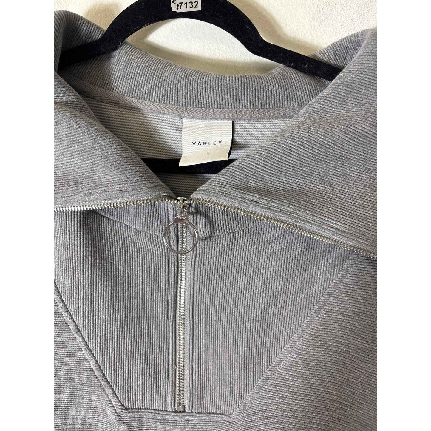Varley Gray Ribbed Long Sleeve Half Zip Pullover Sz S