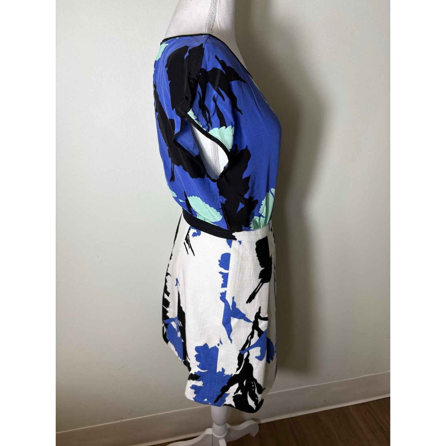 Tibi Black White Mixed Media Cap Sleeve  EASY BIRD Dress Sz 4