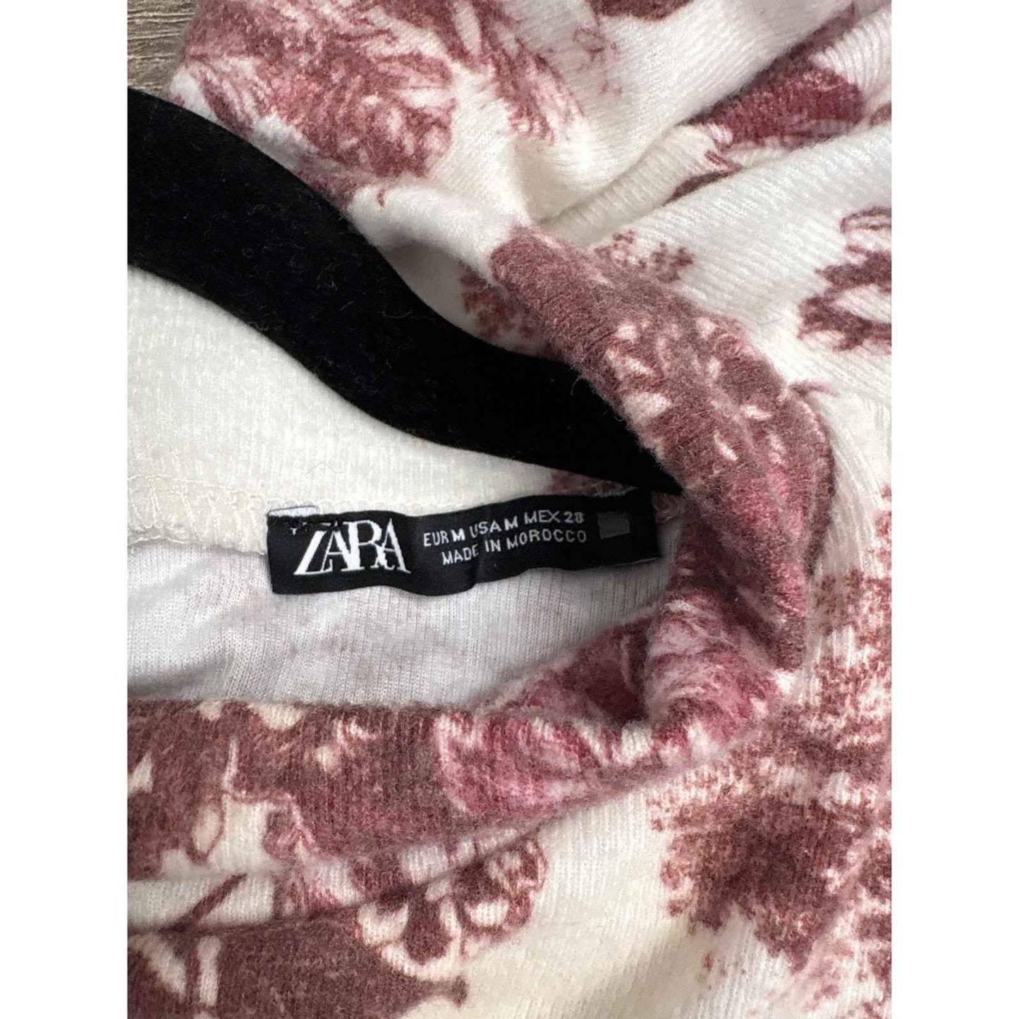 Zara Brown and Cream Soft Fleece Mock Neck Midi Sz M