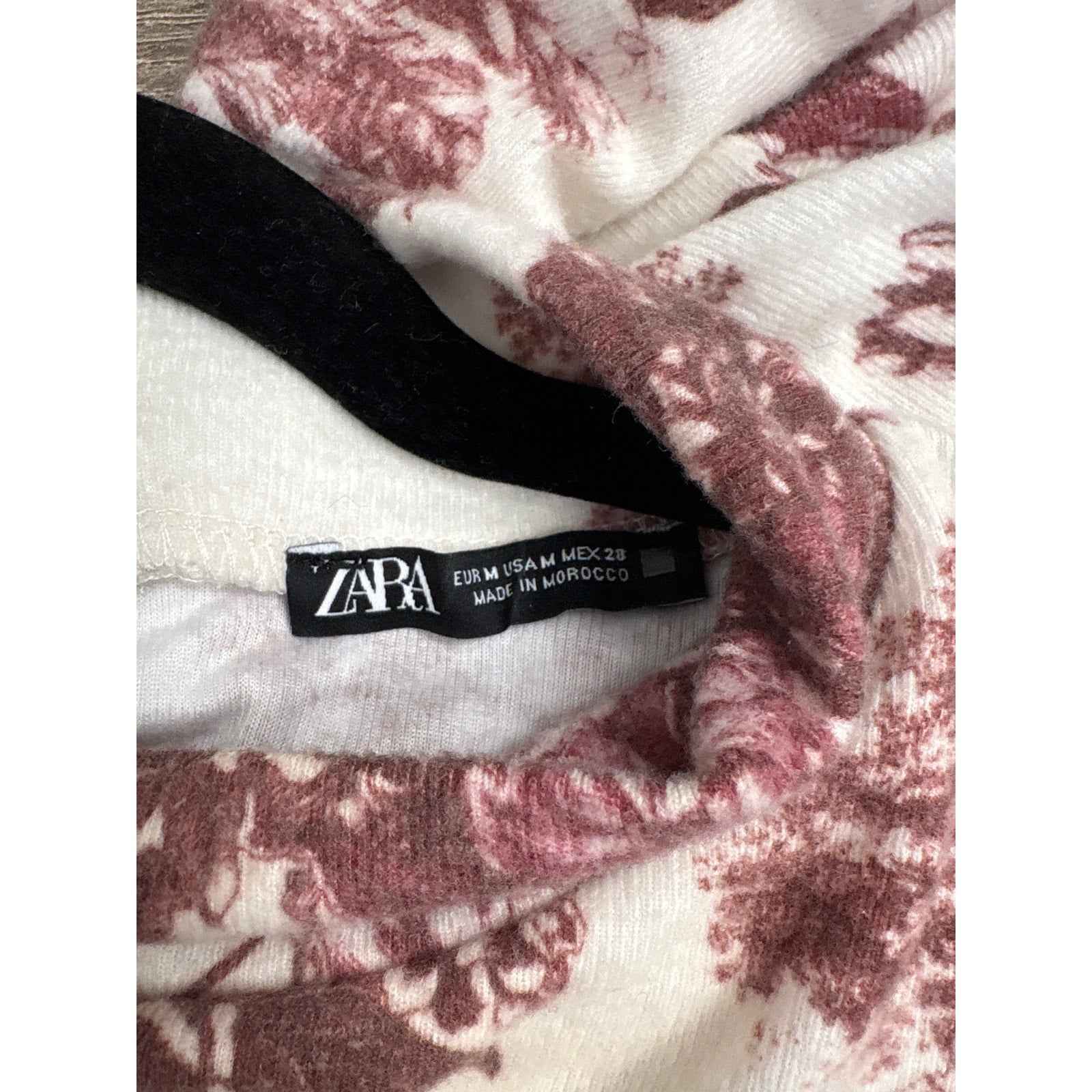 Zara Brown and Cream Soft Fleece Mock Neck Midi Sz M