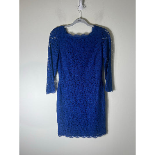 Cache Blue Long Sleeve Mini Sheath Cocktail Dress Sz 6
