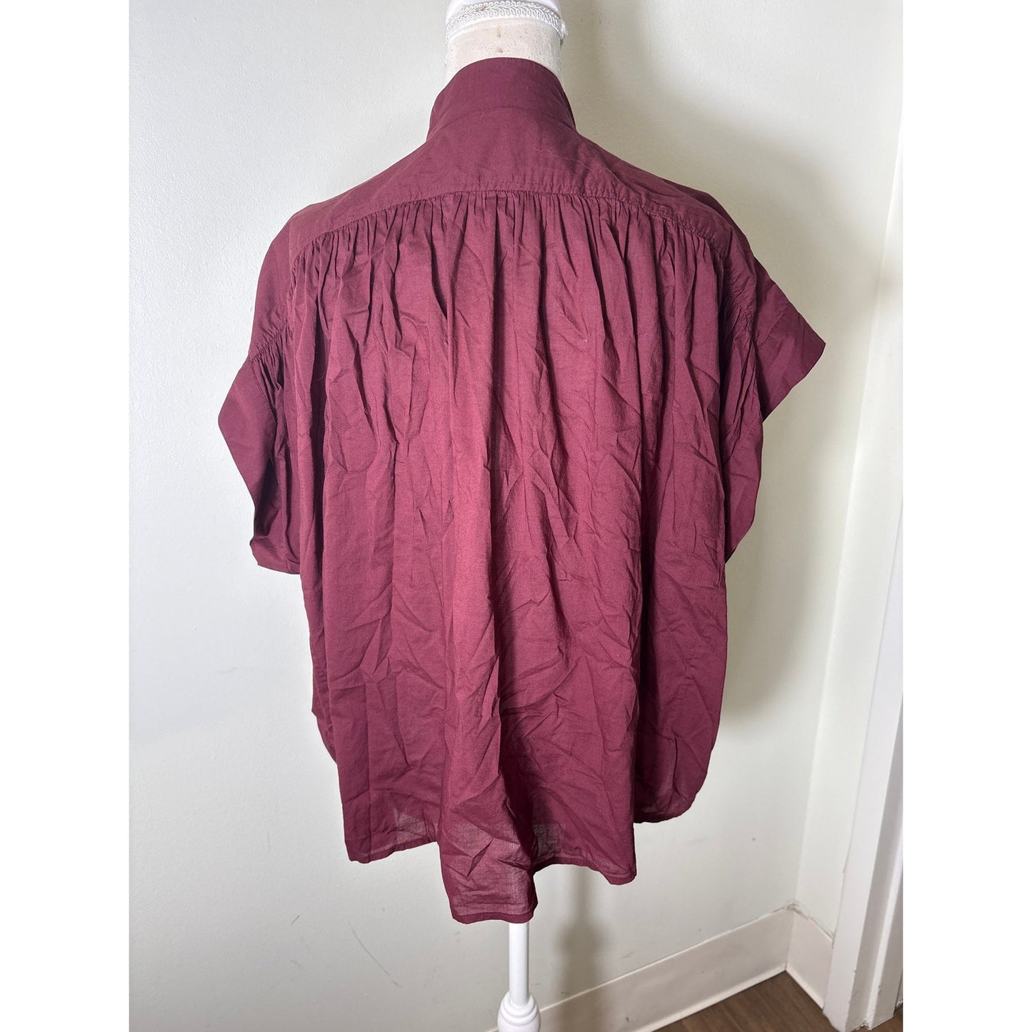 Vanessa Bruno Burgandy Cotton V Neck Top Sz XS/S