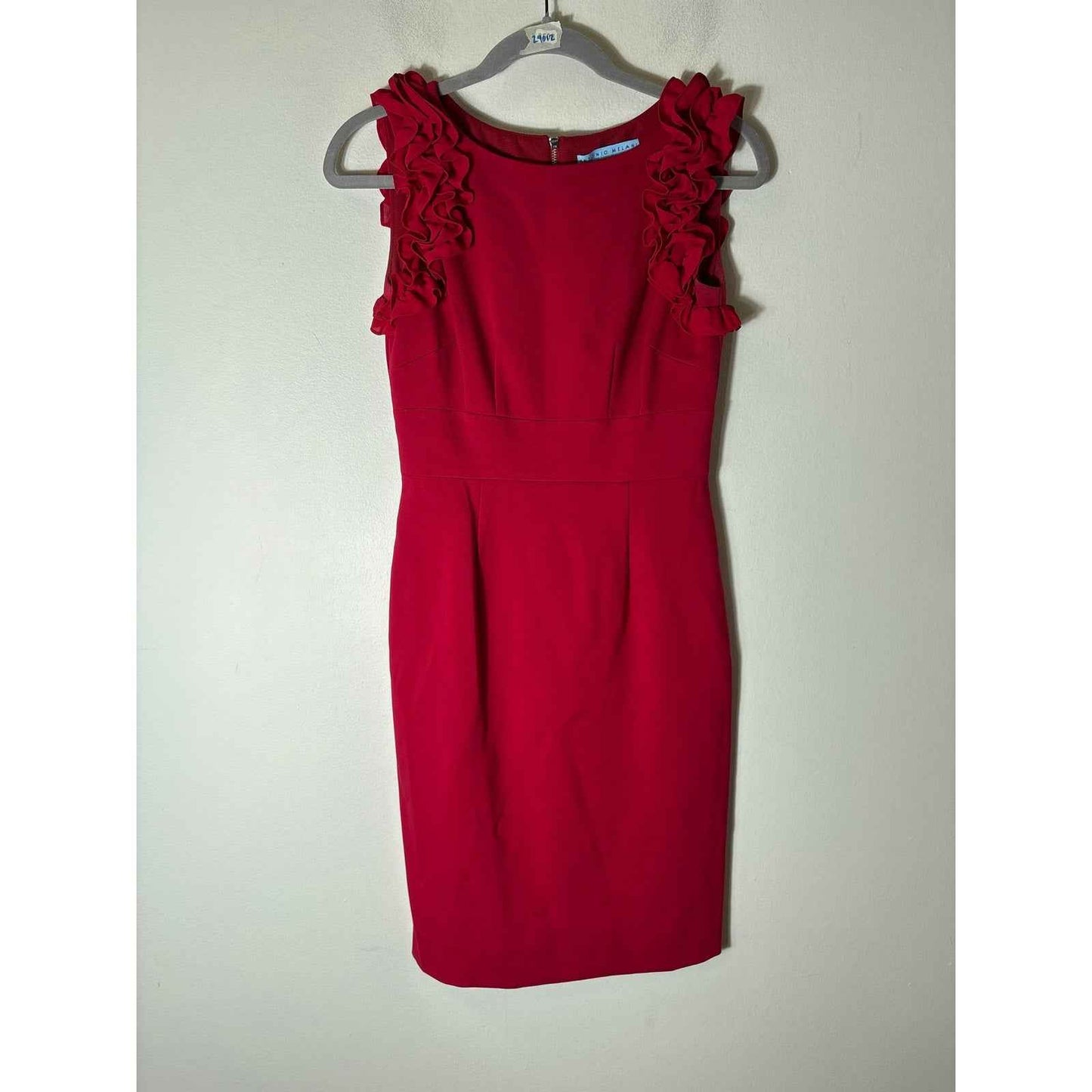 Antonio Melani Classic Red Sleeveless Ruffle Midi Sheath Sz 0