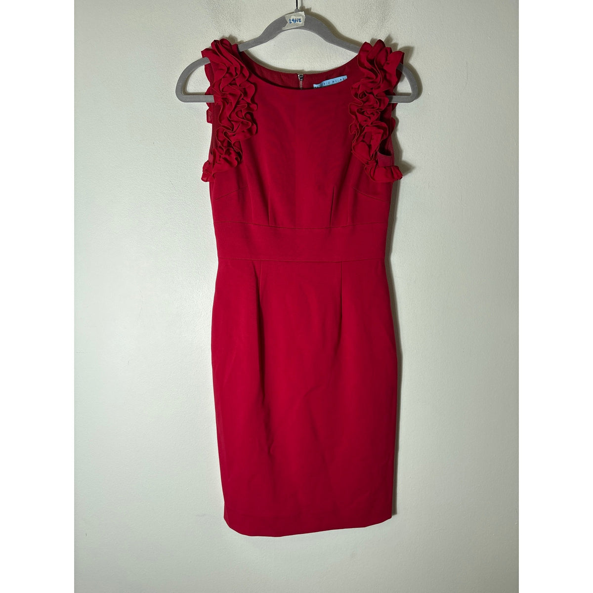 Antonio Melani Classic Red Sleeveless Ruffle Midi Sheath Sz 0