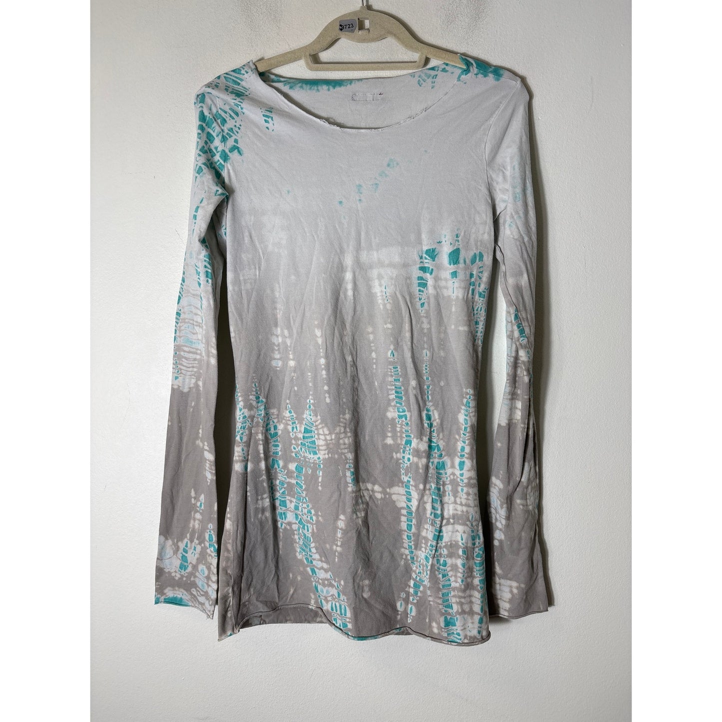 Hard Tail Gray Teal Tie Dye Long Sleeve Athletic Top Sz L