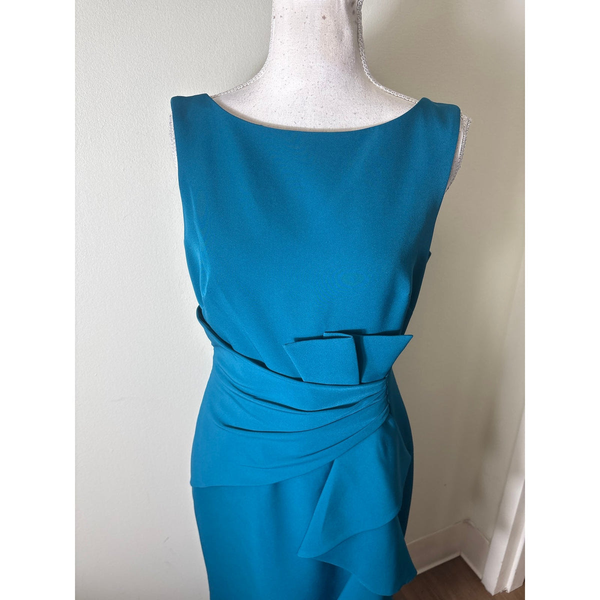 Eliza J Teal Side Ruffle Evening Dress Sz 4