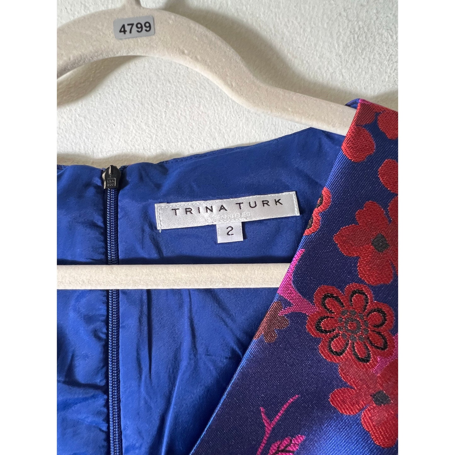 Trina Turk Blue Floral Peplum Dress size 2