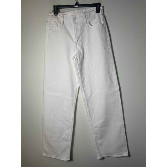 Mother Superior White The Spinner Zip Sneak Denim Jeans Sz 27