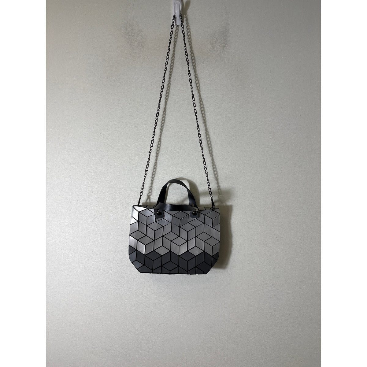 Patrizia Luca Geometric Silver Matte Purse 11"x8"