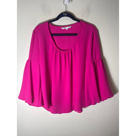 Trina Turk Hot Pink Long Bubble Sleeve Top Sz L