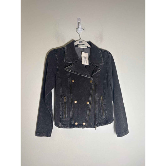 NWT Pants Store Black Denim Mixed Media Jacket Sz XS