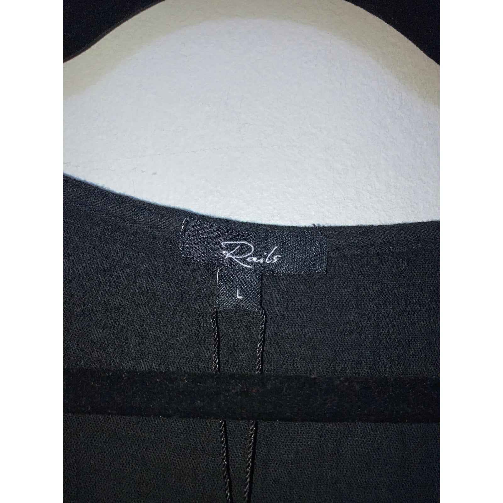 NWT Rails Black Flutter Sleeve Cotton Shirt Sz L