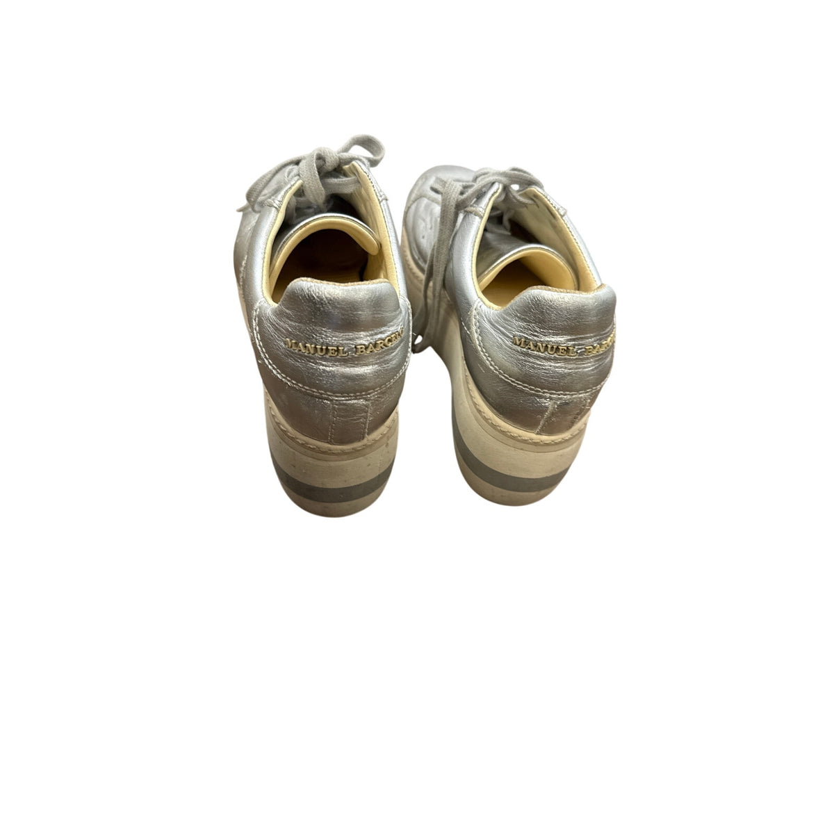 Manuel Barcelo Silver Stacked Tennis Shoes Sz 37 (6.5)