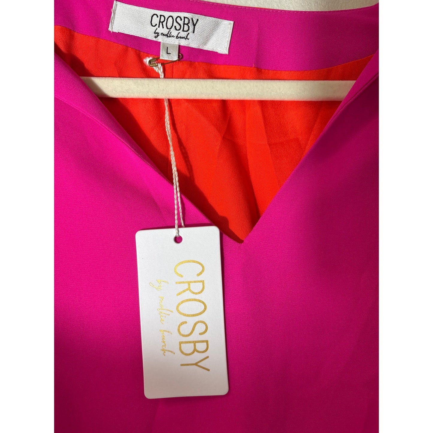 NWT Crosby by Mollie Birch Pink and Persimmon Renee Dress Sz L