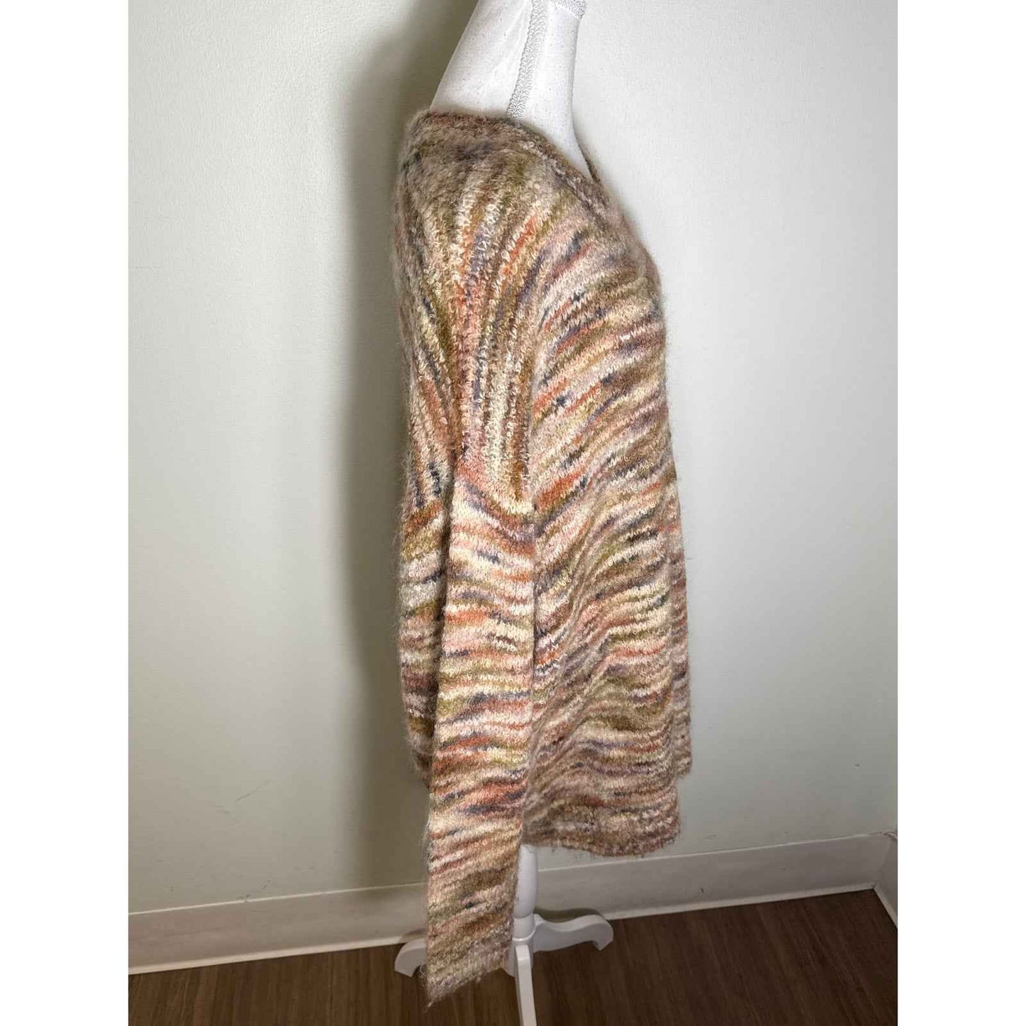 Free People Muted Multicolor Long Sleeve Oversized Sweater Sz S