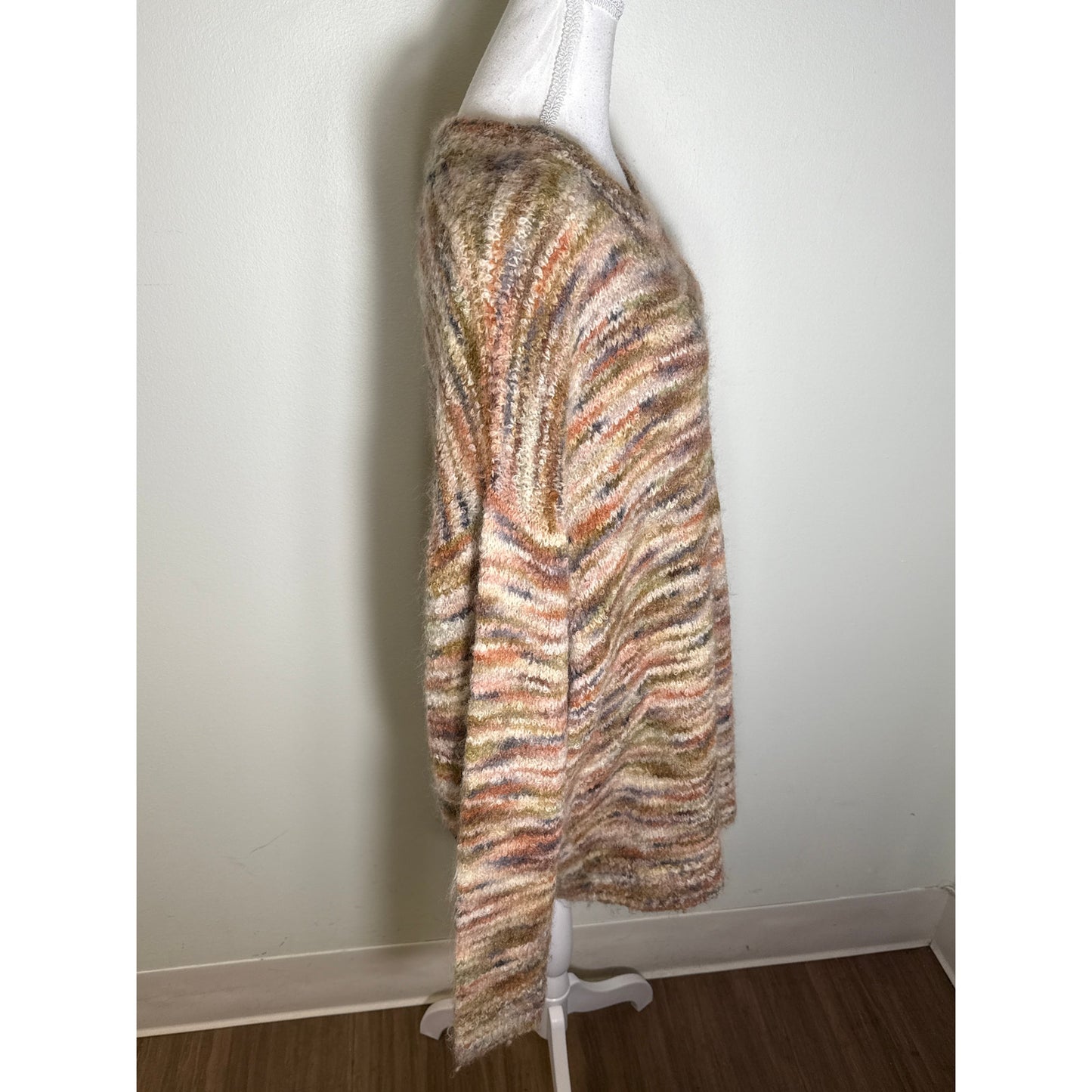 Free People Muted Multicolor Long Sleeve Oversized Sweater Sz S