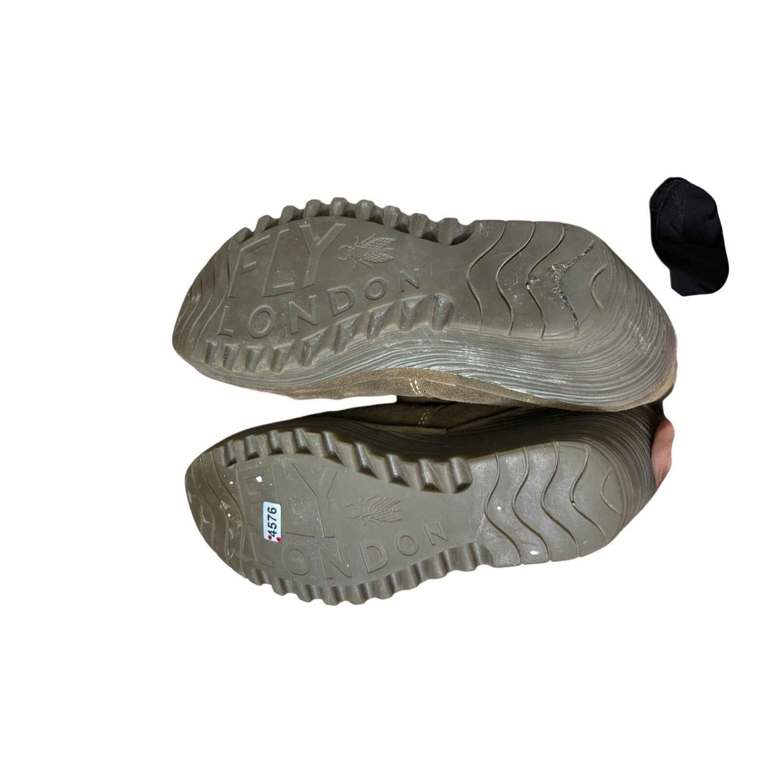 Fly London Brown Suede Ankle Booty with Lace Up Back Sz 8.5