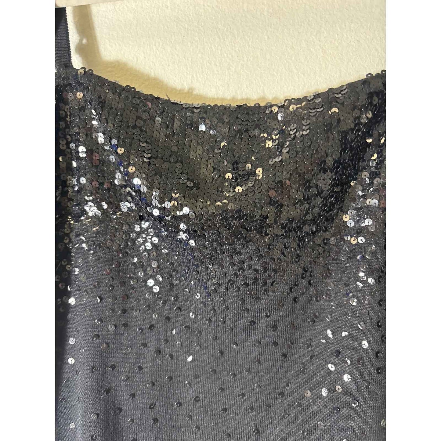 BCBG Black Sleeveless Sequin Knit Tank Sz 4