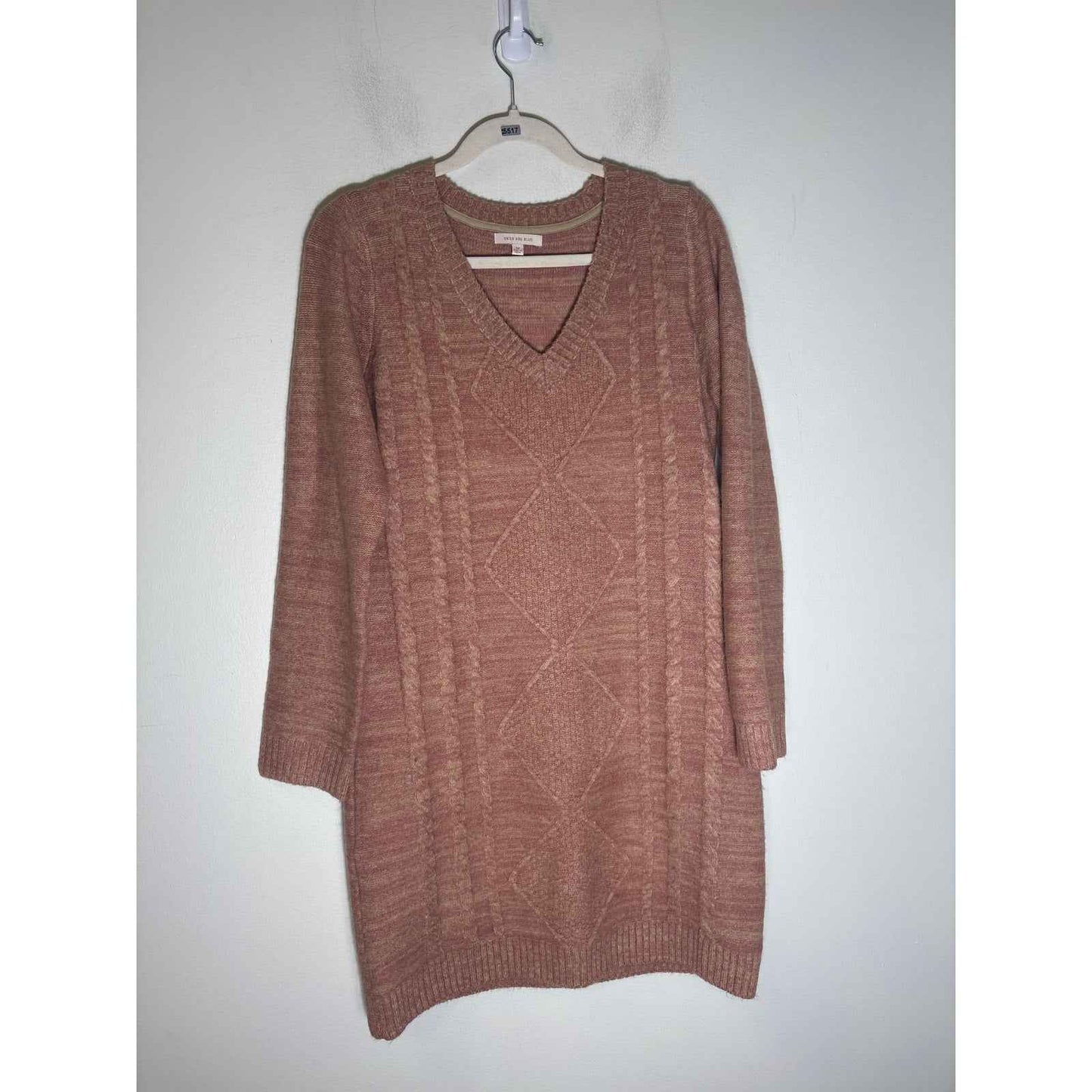 Skies are Blue Pink Long Sleeve Mini Sweater Dress Sz M