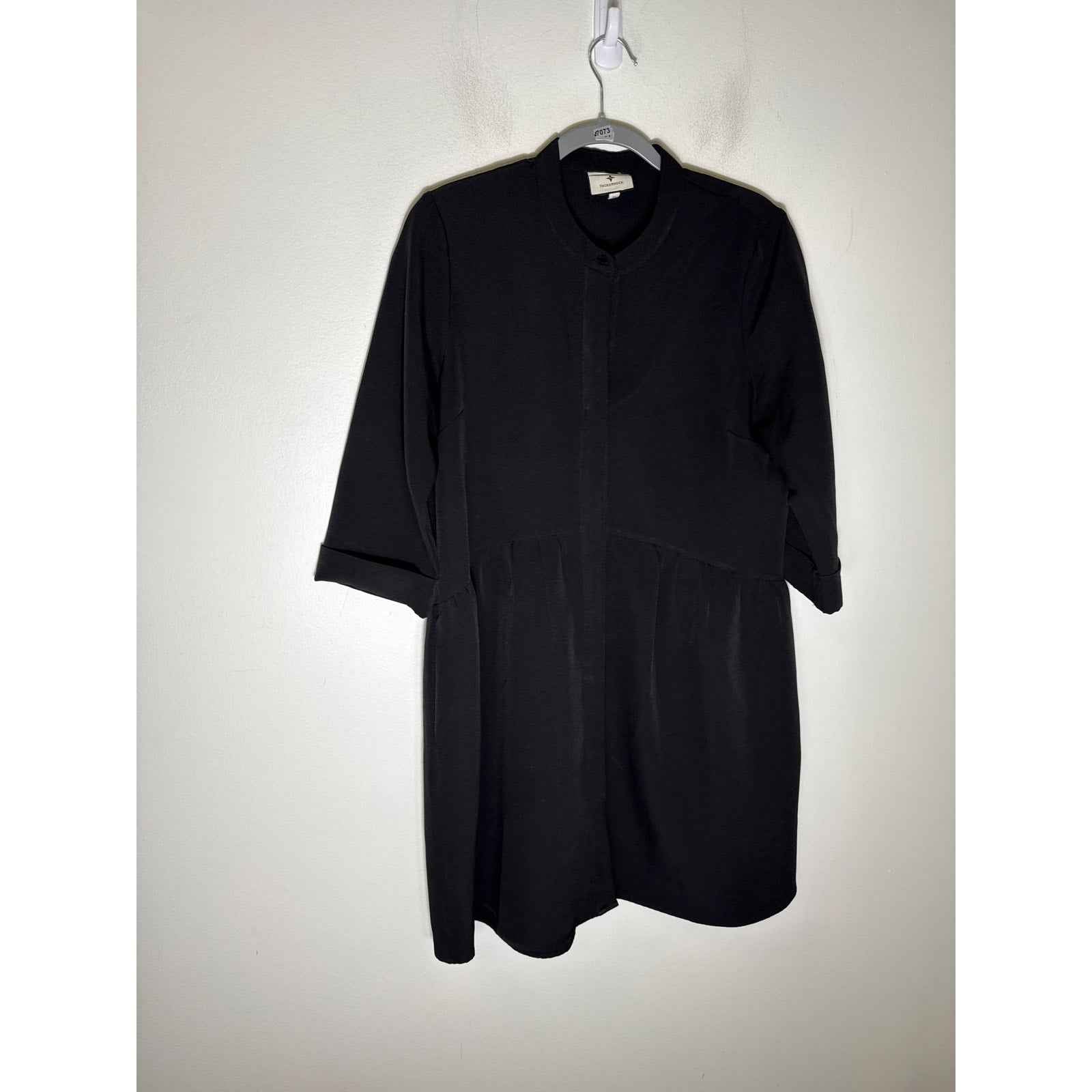 Tuckernuck Black Long Sleeve Knee Length Button Up Dress Sz M