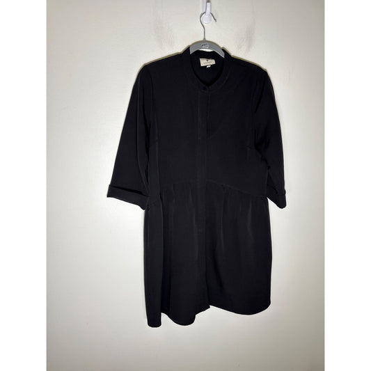 Tuckernuck Black Long Sleeve Knee Length Button Up Dress Sz M