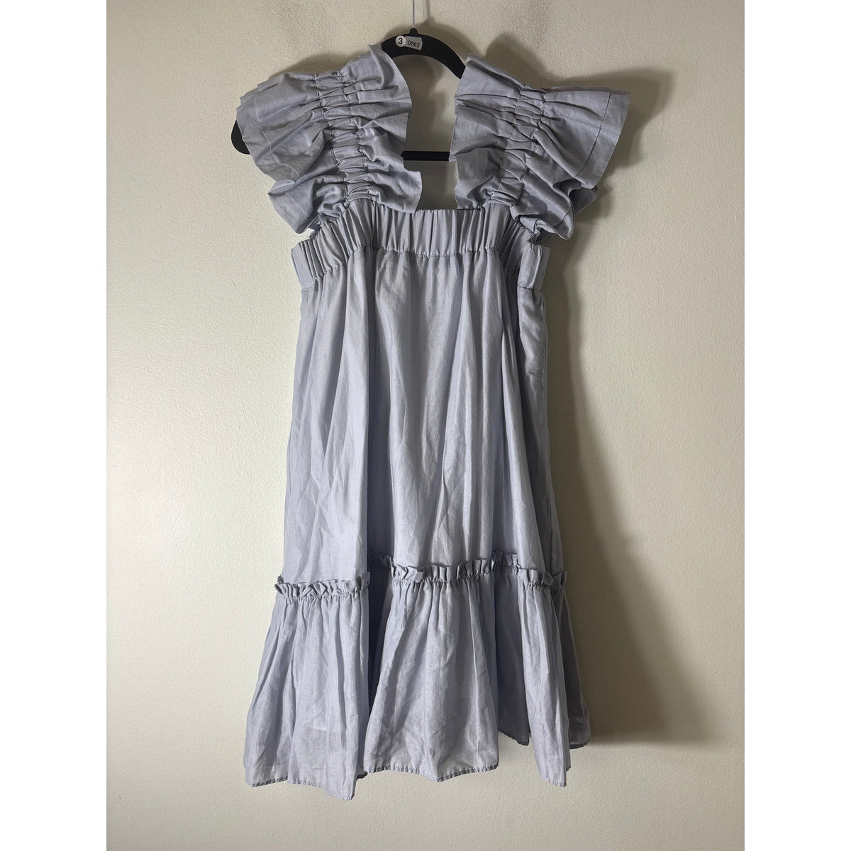 Inclan Studio Houston Powder Blue Ruffle Mini Dress Sz S