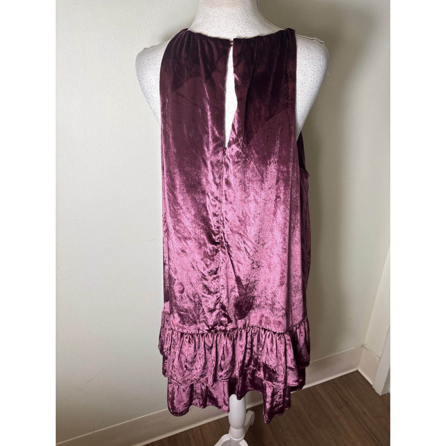 Milly Puple Crushed Velvet Halter Mini Dress Sz 10