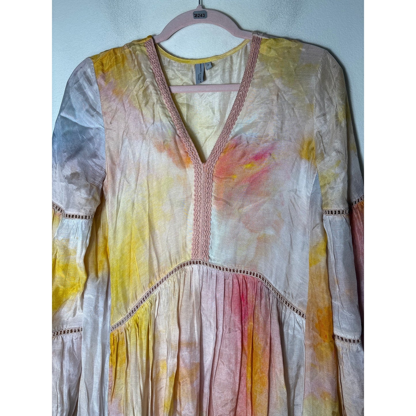 Blank London Tie Dye Long Sleeve Boho Maxi Dress Sz S
