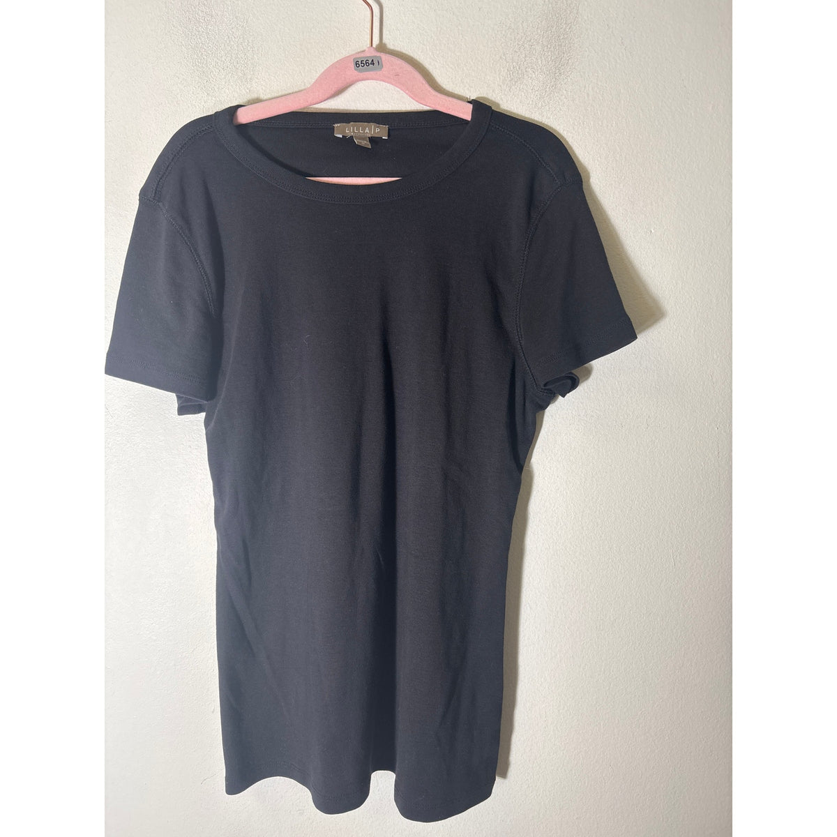 Lilla P Black Short Sleeve Cotton Tee Sz M