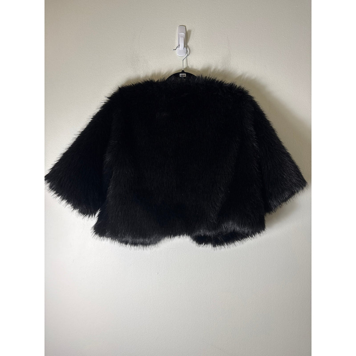 Echo Black Faux Fur 3/4 Sleeve Cropped Coat Sz S