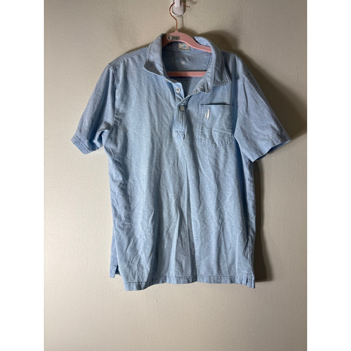 Boys Johnnie O Light Blue Hangin' Out Polo Shirt Sz 12