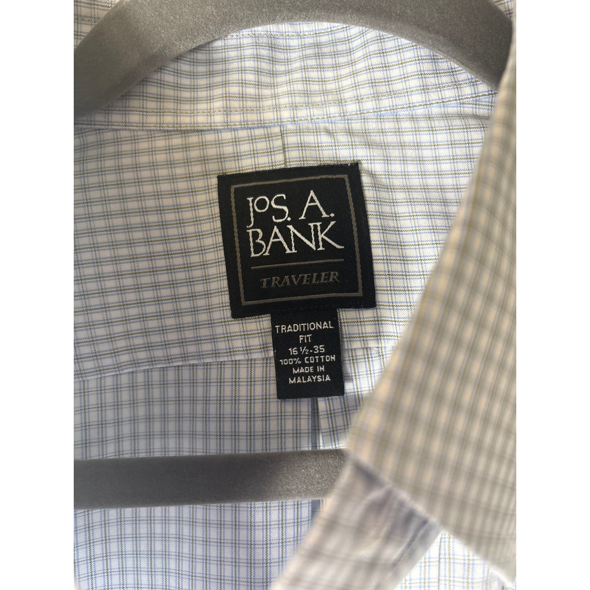 Jos A. Bank Light Blue Mini Plaid Button Down Cotton Shirt Sz 16-35