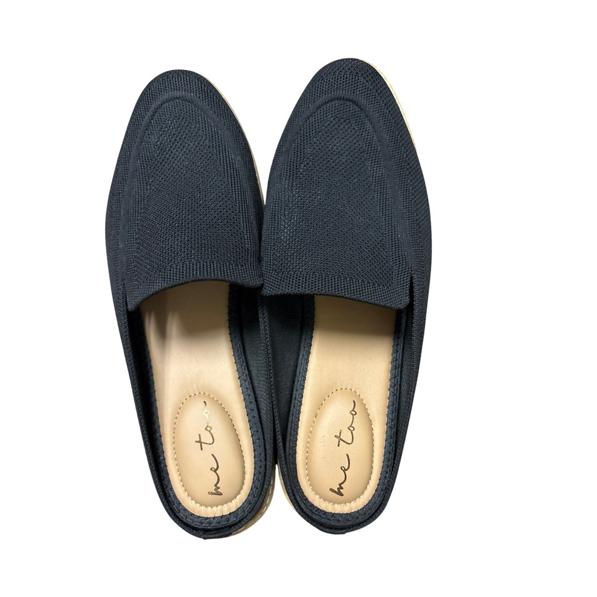 Me Too Black Woven Fabric Slide on Shoes Sz 10