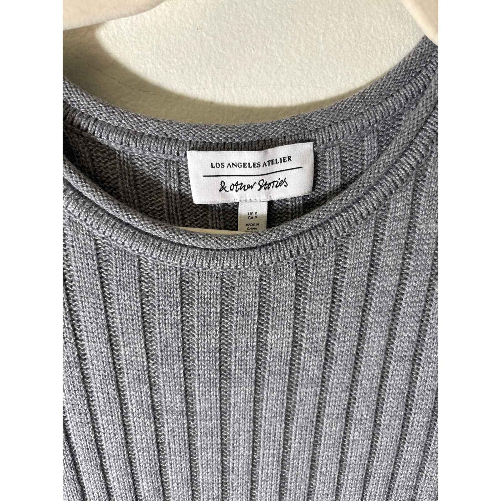 Los Angeles Atalier and Other Stories Gray Knit Body Con Ribbed Maxi Dress Sz S