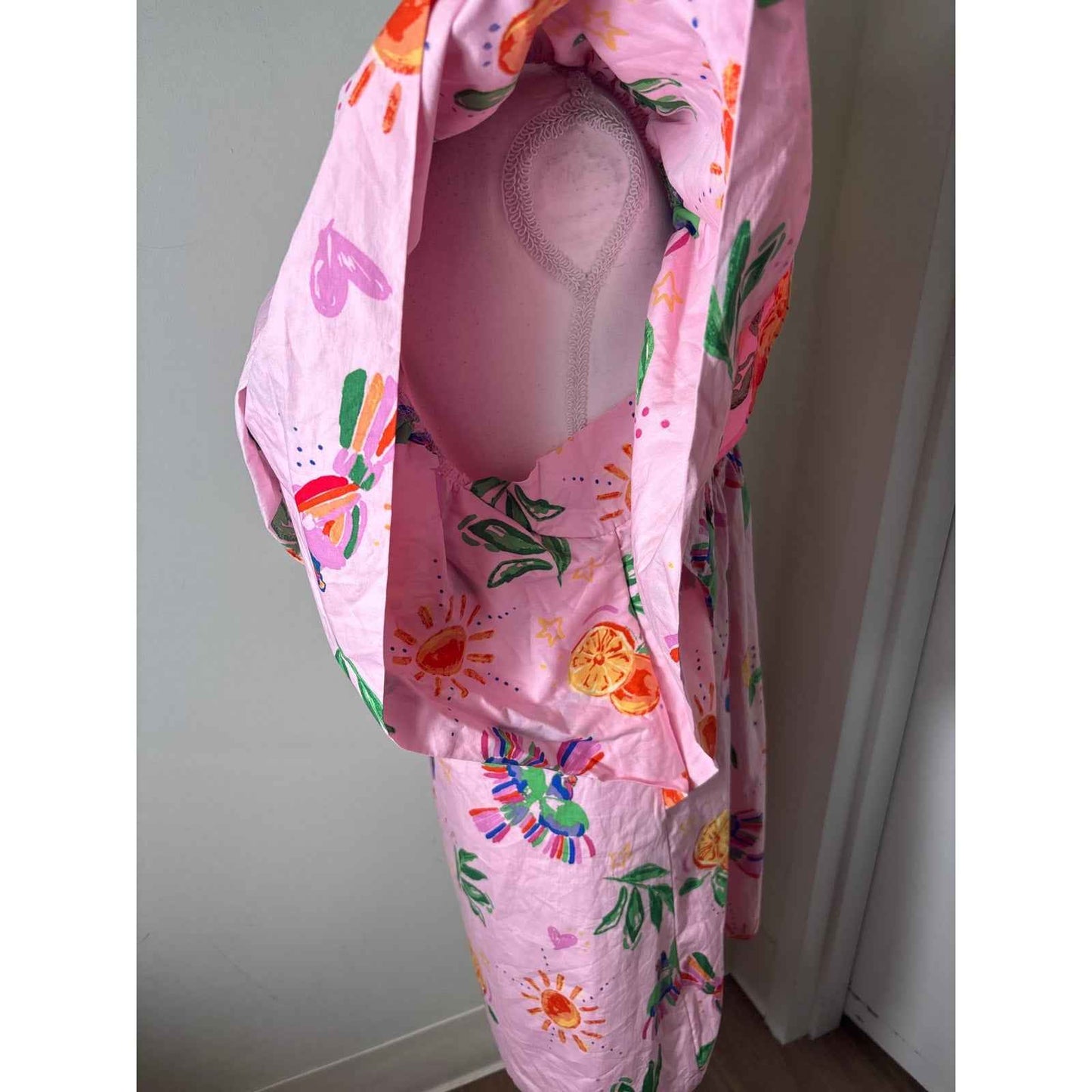 NWT Karlie Pink Tuscan Fruit Cotton Mini Dress Sz S