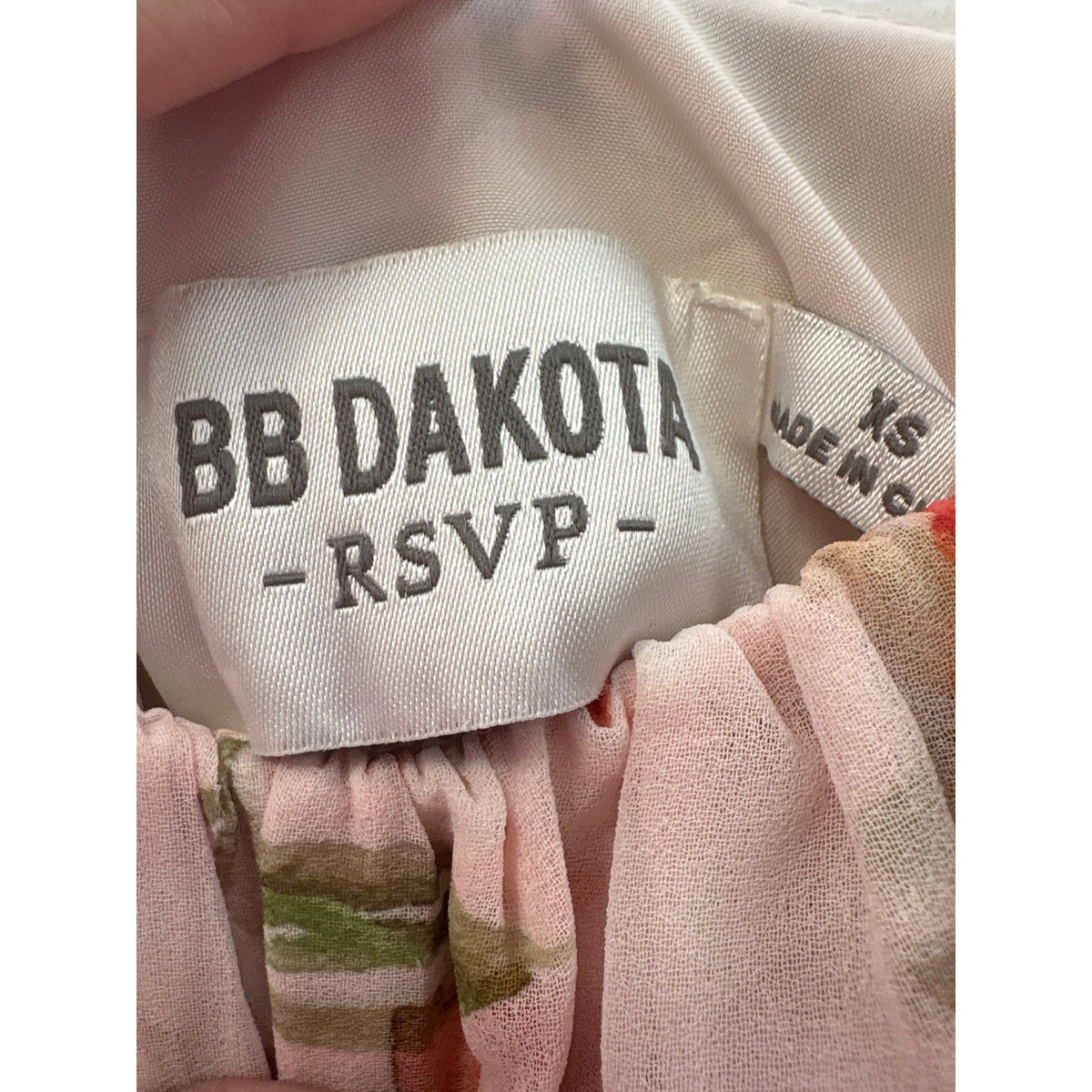 BB Dakota Peachy Pink Floral Off the Shoulder Ruffle MAxi Dress Sz XS