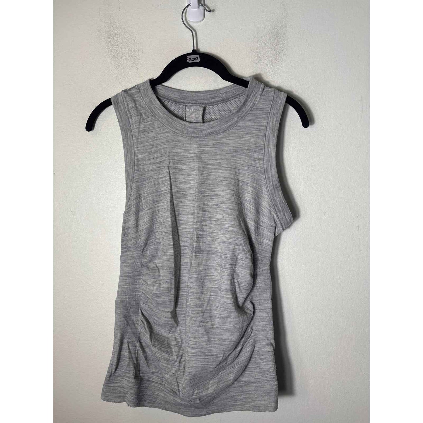 Athleta Gray Sleeveless Crew Neck Meshed Back Tank Sz M